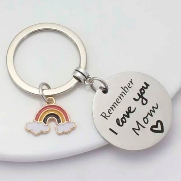 Remember I Love You Mom Charm with Rainbow Engraved Heart Mother's Day Gift - Picture 4 of 6